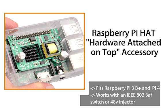 GAF-Pihat 适用于Raspberry Pi 3 B+ 和 Raspberry Pi 4，提供稳压 5 伏 2.4 安培
